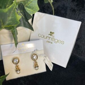 Courrèges Paris Gold and Silver Pearl Drop Earrings